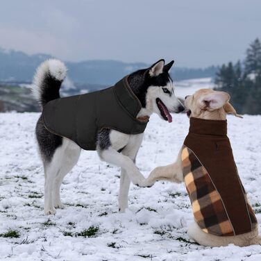 Теплий зимовий одяг для собак CITE TOILE з захистом живота, світловідбиваючими елементами, для собак великих порід, коричневий, XXL