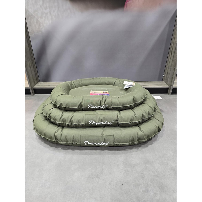 Кругле собаче ліжко Flamingo Dreambay для великих собак (Лабрадор, Голден Ретрівер), 100x75x15 см, зелене