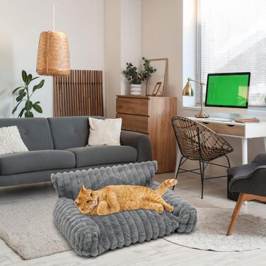 Миска-ліжко для собак і котів LOMUG: зручне, ортопедичне, миється, 60x45x20 см, сірий колір