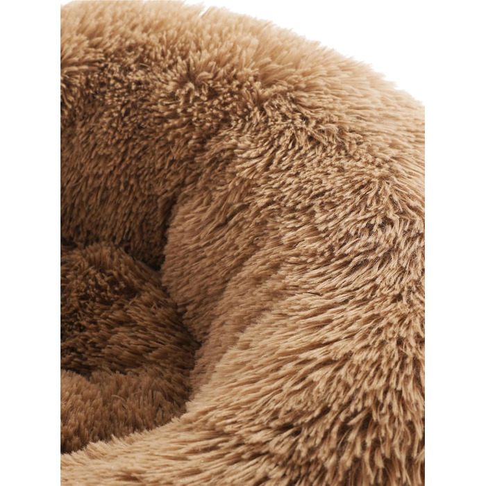 М'яке ліжко для собак та котів у вигляді пончика, плюшеве, кругле, 50 см, коричневе