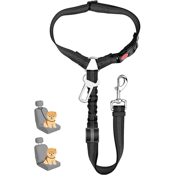 Авторемні для собак, 2 шт., регульовані, безпечні повідки, автокріплення для тварин, котів, собак (з покращеною чорною версією з безпечною застібкою, 1 шт.)