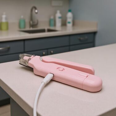 Електричний триммер для нігтів собак і котів з LED-підсвічуванням, шліфувальник для догляду за лапами та цуценятами, рожевий