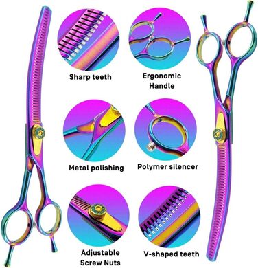 Професійна витончена ножиці для грумінгу собак 7.0 дюймів, з нержавіючої сталі, для тонкого вирівнювання (30%)