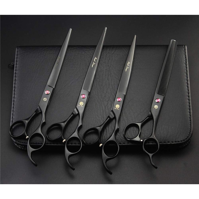 Професійна фенувальна ножиця для тварин Purple Dragon, 20.3 см (1 пряма, 1 розріджувальна, 2 вигнуті)