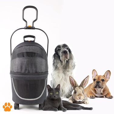 Складана переносна переноска для собак та котів до 8 кг | З колесами | З міцного поліестеру та сітки | Легка переноска для тварин