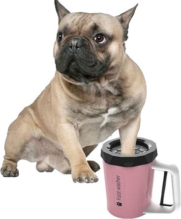 Очисник для лап собак PJDDP: портативний, силіконовий, з щіткою та рушником. Підходить для собак та котів (рожевий)