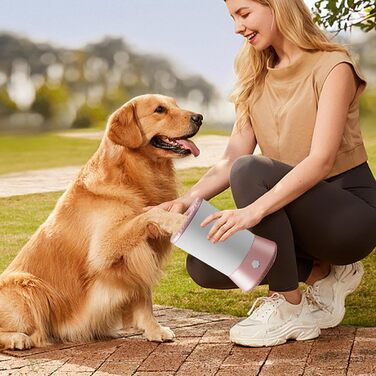 Автоматична мийка лап для собак - USB-зарядка, для маленьких, середніх, біла, рожева