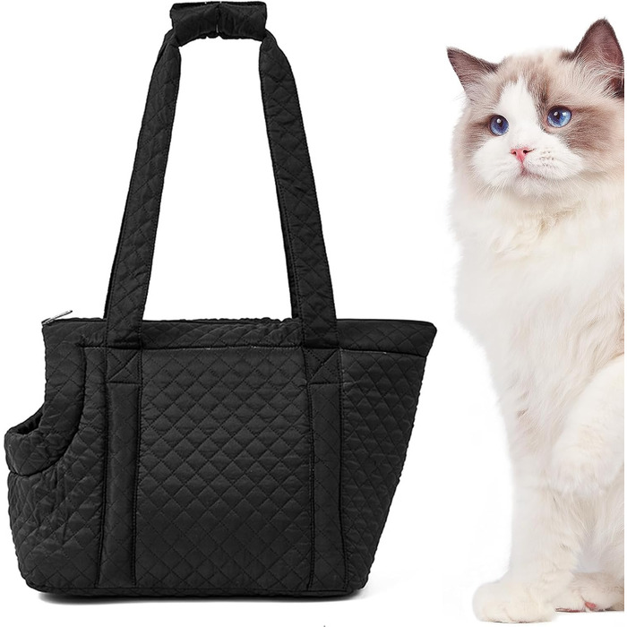 Сумка-переноска для собак та котів | Бавовняна переноска для цуценят та тварин | Легка чорна переноска з кишенями