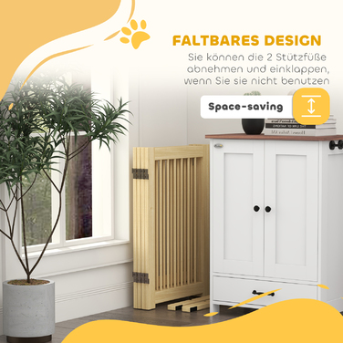 PawHut Barrier Dog Freestanding, 200 см, Ворота для собак Складні з дверима, Дерево, Натуральне Дерево