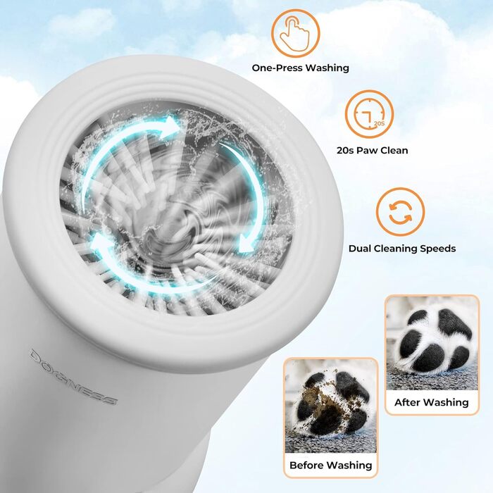 Електричний мийник лап для собак DOGNESS, USB-зарядка, 360°