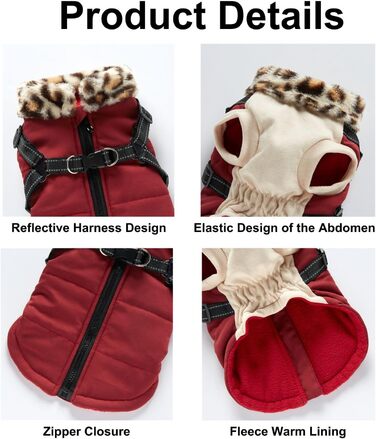 Зимовий теплий одяг для собак YRRYGMN: куртка з відбиваючими елементами, комір з хутром, для холодної погоди, розмір L (45-49 см обхват грудей)