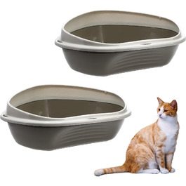 Кутовий лоток для котів 2X XXL з бортиками, без кришки, відкритий, сірий, для котів, 2 шт.
