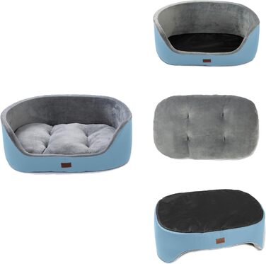 Кругле ліжко для собак середнього розміру Raikou, м'яке та зручне, з антиковзким покриттям (75x54x27 см, блакитне)