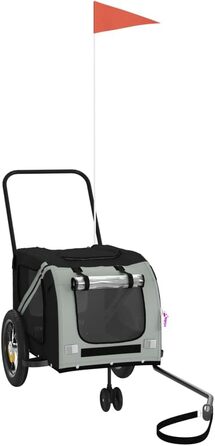 Причеп для тварин (122x52x53 см, чорний та сірий)