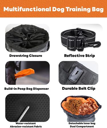 Сумка для собак Hanwell для ласощів та іграшок з дозатором для відходів, водонепроникна, сіра