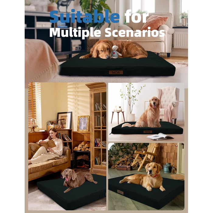 Крісло-ліжко для собак Sytopia XXL, водонепроникне, кошик, 59 кг, для великих собак, для дому та вулиці, 127 см (Чорний)