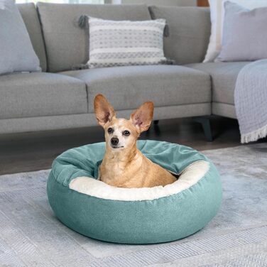 Ліжко для кота та собаки Sheri Cozy Cuddler Ilan, з підстилкою, блакитне, 61x61 см