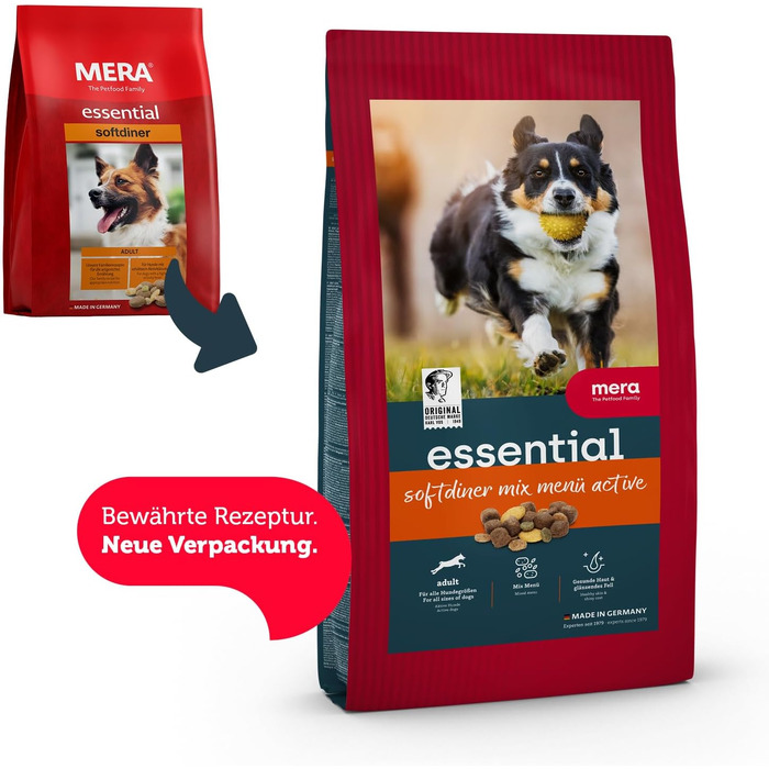Сухий корм для собак MERA Essential Softdiner з Омега-3 та Омега-6, 12.5 кг (набір з 3 пачок по 2 кг)