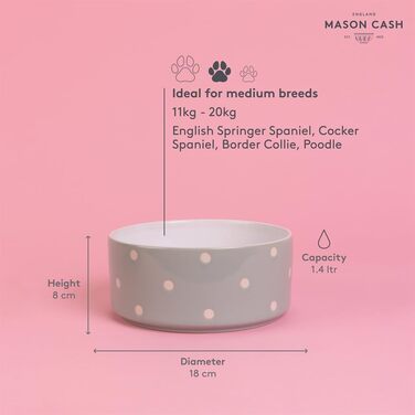 Миска для собак Mason Cash, з точками, 18 см, салатовий колір