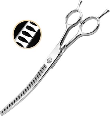 Професійна філірувальна ножиця Profi 7,5 дюймів для собак, котів та інших домашніх тварин. Ножиці для грумінгу з регулюванням натягу, нержавіюча сталь 440C (прорізування 60%-70%)