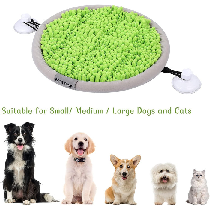 Schnüffelmatte для собак POPETPOP: миюча, з присосками, килимок для корму, великий/маленький, зелений (42 см)