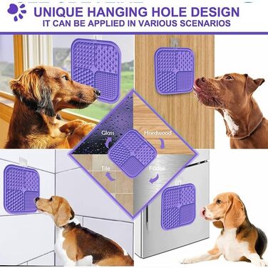 Килимок для собак з присосками, повільне годування, зменшення тривоги, зелений та фіолетовий, 2 шт.