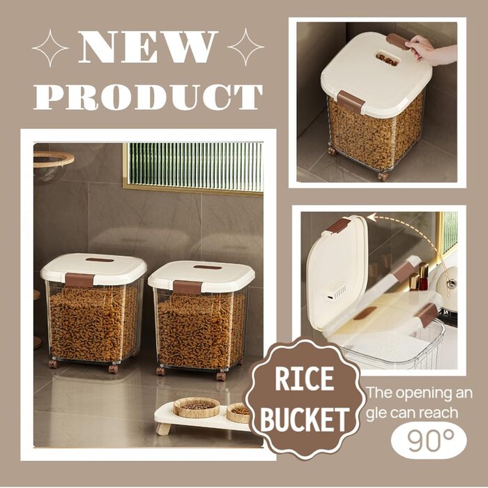 Контейнер для зберігання корму для собак RUIAN, 15/25 кг, на колесах, з ложкою (2 шт.)