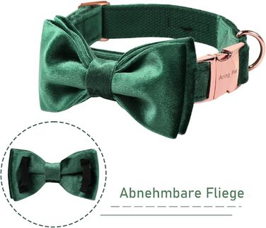 Елегантний ошийник для собак Aring з бантиком, м'який велюровий ошийник, регульований, темно-зелений, для дівчаток та хлопчиків