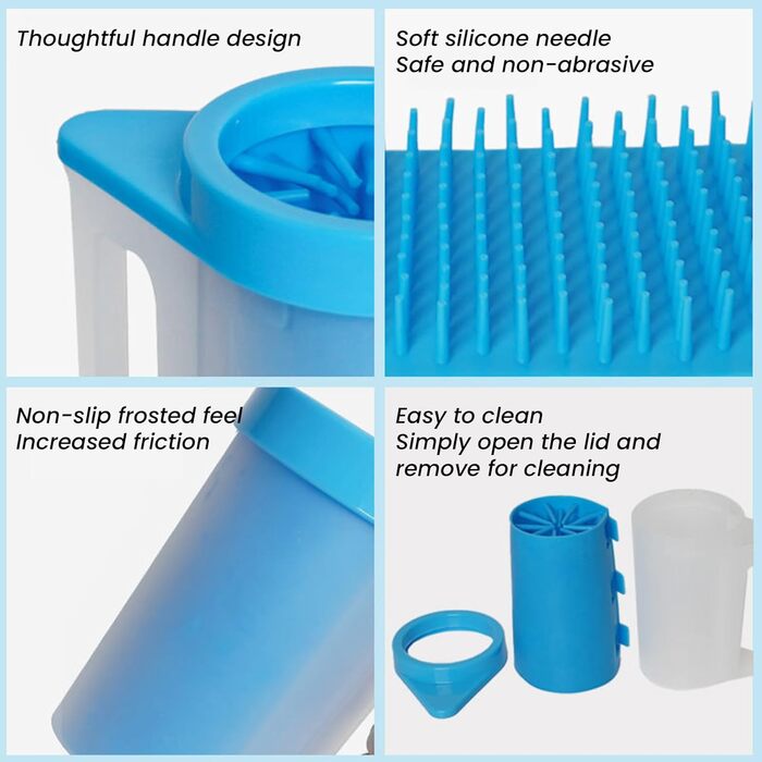 Очисник лап для собак: видаляє бруд та сміття. Комплект з рушниками, силіконовий, портативний. Рожевий, L.