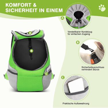 Рюкзак-переноска для собак та котів ALLSOPETS, розмір M (Мохово-зелений, 30 x 17 x 35 см)