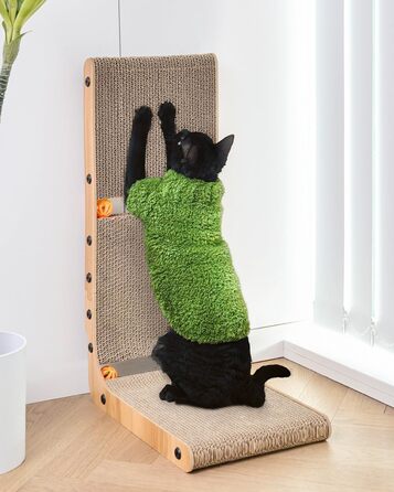 Когтеточка для котів Nekosan L-подібна, настінна, з 2 іграшковими м'ячами, для захисту дивану та стін