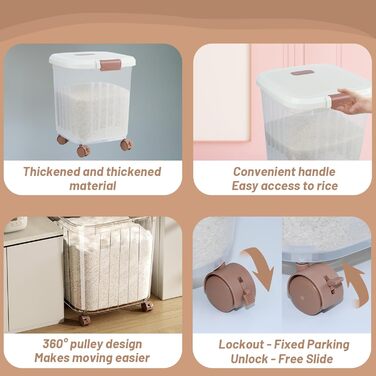 Контейнер для зберігання корму для собак RUIAN, 15/25 кг, на колесах, з ложкою (2 шт.)