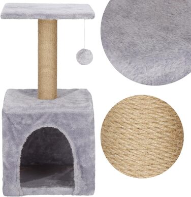 Кігтеточка SPRINGOS для котів з лежанкою, 245 см, сіра, регульована висота