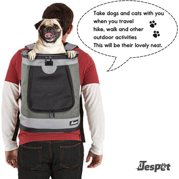 Рюкзак для домашніх тварин JESPET & GOOPAWS, м'який, для малих собак і цуценят, димчасто-сірий, для подорожей, прогулянок, туризму та активного відпочинку