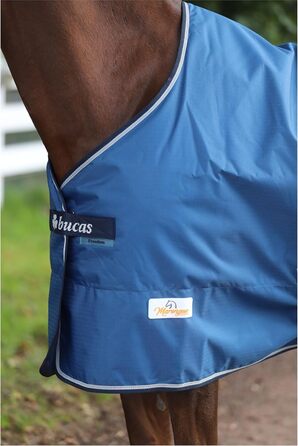 Водонепроникна поводовкова накидка для коней Marengos by Bucas Freedom Turnout 600D з підкладкою та перехресними ременями, Navy/Beige, 155 см