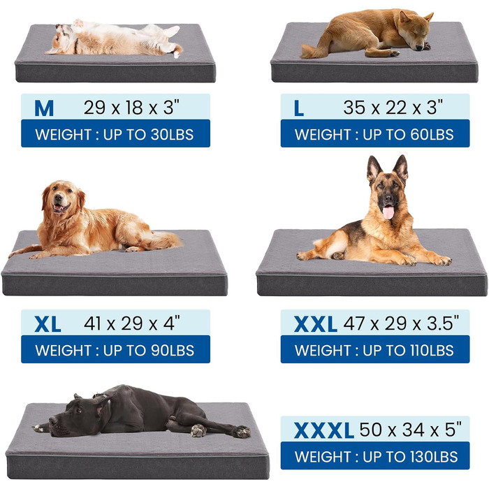 Ортопедичне ліжко для собак з memory foam, літо-ліжко для великих собак, миється, з штучним хутром, водонепроникне, XXXL (127 см), бестселер: м'який плюш XXX-Large: 50' x 34' x 4'