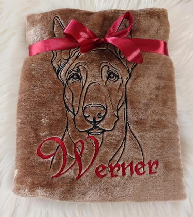 Персоналізована ковдра для собак з вишивкою породи та імені. М'яка ковдра для цуценят та собак, 130x170 см, для дому, авто, дивана, коричнева.