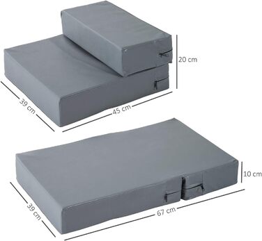 Сходи для собак і котів PawHut, складані, сірі, 42x39x20 см / 45x39x20 см