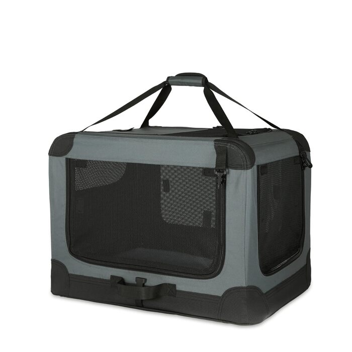 Клітка-переноска для котів та собак Amazon Basics 4-дверна, сіра, розмір S (66x46x46 см)