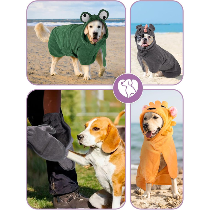 Рушник для собак Badeantel, з мікрофібри, швидковисихаючий, для великих, середніх та маленьких собак/котів (зелений, S, Сіре Носоріг)