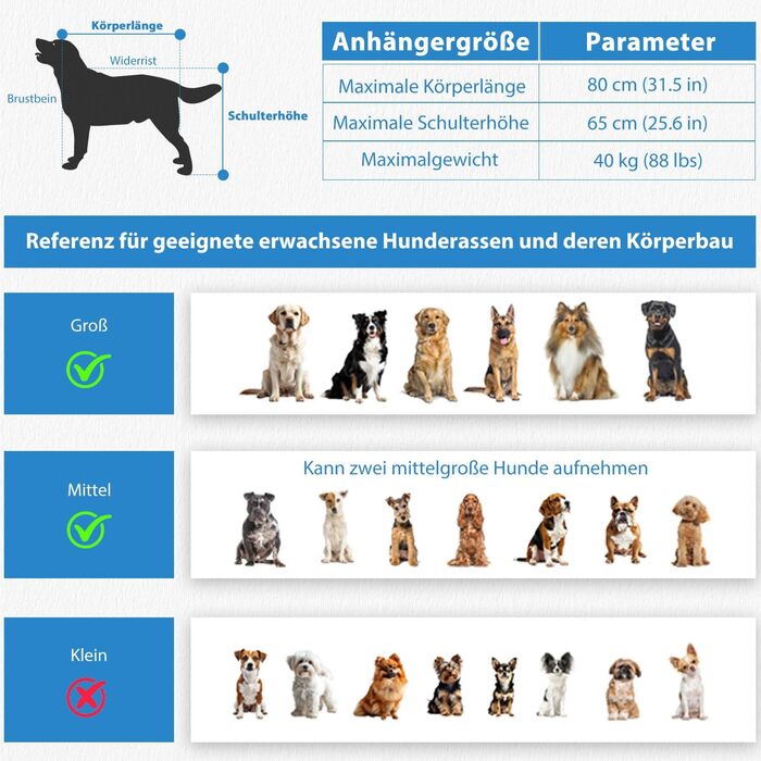XL велосипедно-біговий перевізник для собак 2-в-1 з гальмом та світловідбивачами, 600D Oxford, до 40 кг (Червоний)