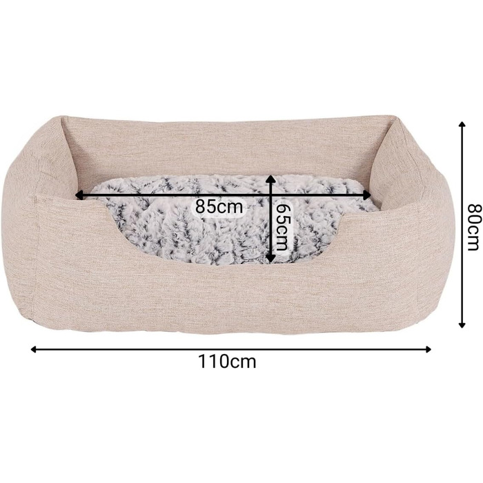 Кругле ліжко для собак та котів Lionto з м'яким зміненим подушками, комфортне та затишне, бежеве, 110x80 см