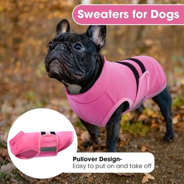 Флісовий одяг для собак Nanaki: теплий, зручний, регульований, для дрібних та середніх порід (Бігль, Бостон-Тер'єр), рожевий (Large)