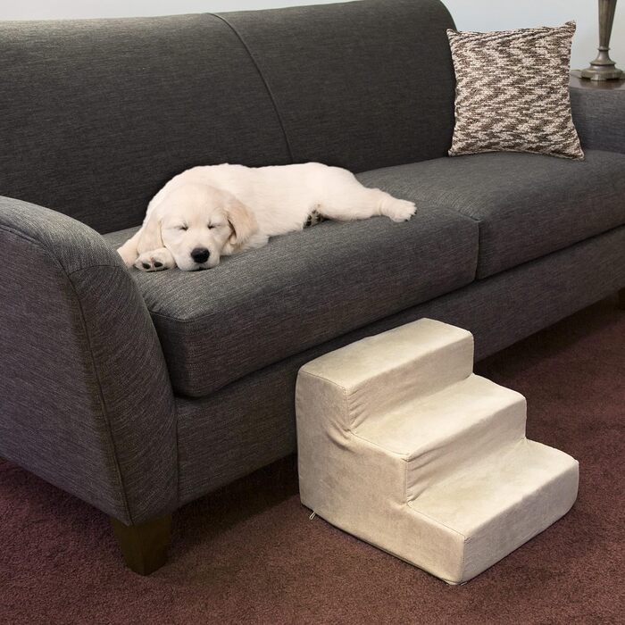 Сходинки для собак Petmaker: 4 сходинки для ліжка/дивану, антиковзка підставка, щільний пінополіуретан, знімна та пральна оббивка, для котів та собак (30 см, 3 сходинки)