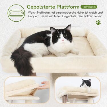 Комплекс для котів Globlazer Kratzbaum Бежевий з гамаком 45x40 см, будиночком та платформою 137 см - дряпка для котів в приміщенні