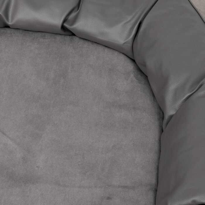 Ортопедичне ліжко для собак Tierlando® Lennart VIP з віскоеластичною матрацом та легкою у догляді оббивкою з штучної шкіри. Розмір: 85x65 см, Колір: сірий (06), Розмір: 140 x 100 x 30 см