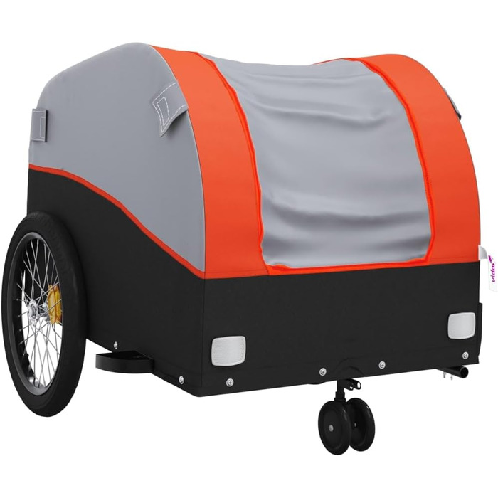 Причіп для велосипеда, переноска для собак, транспортний причіп чорно-помаранчевий, 30 кг, сталь, для щоденного транспортування, універсальний, легко монтується