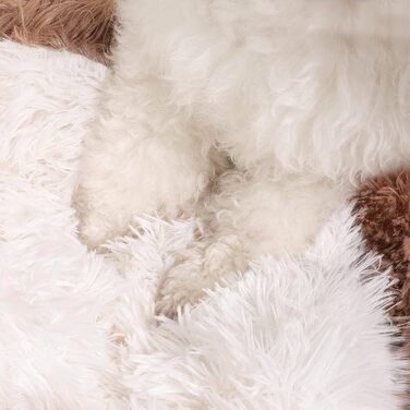 Кругле ліжко для собак NOYAL з капюшоном для маленьких та середніх тварин – плюшеве, м'яке, заспокійливе ліжко-печера для котів та собак, 60x60x43 см, коричневе