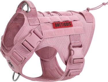OneTigris тактична шлея для собак FIRE Watcher, Molle, сервісна жилетка, 1000D нейлон, 1 ручка, 2 D-кільця, XL, рожева