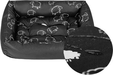 Крісло-лежанка для собак SuperKissen24: лежанка-кошик, лежанка-софа для маленьких, середніх та великих собак, чорно-сіра, розмір M, 70x55 см, приваблива для прання, 1 шт.